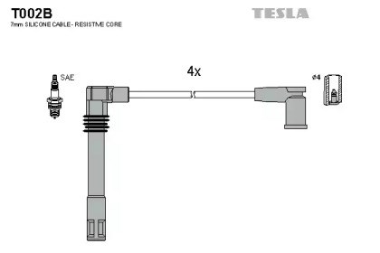 Дріт високовольтні, комплект T002B TESLA