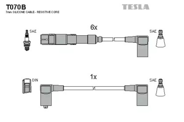 Дріт високовольтні, комплект T070B TESLA