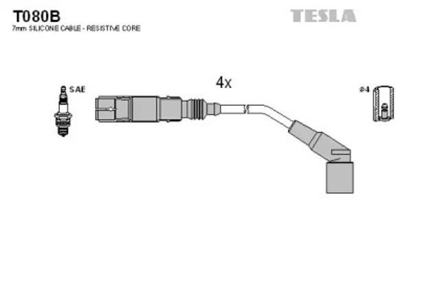 Провід високовольтні, комплект T080B TESLA