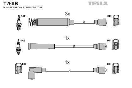 ® оригінал з пдв!  tesla tes t268b кабель запалювання к-кт tesla opel ascona 1,8. відправляємо без передплати новою поштою! T268B
