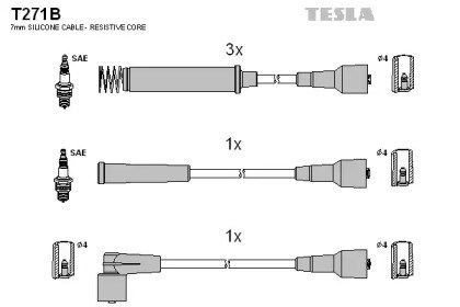 Комплект (5 шт.) проводів запалення vectra a 1.8/2.0 -95 T271B