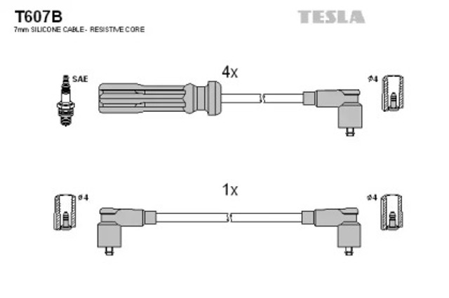 Дріт високовольтні, комплект T607B TESLA