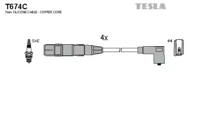 Дріт високовольтні, комплект T674C TESLA