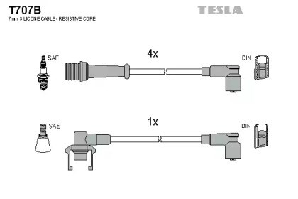 Дріт високовольтні, комплект T707B TESLA