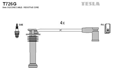 Провід високовольтні, комплект T726G TESLA