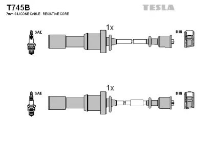 Дріт високовольтні, комплект T745B TESLA