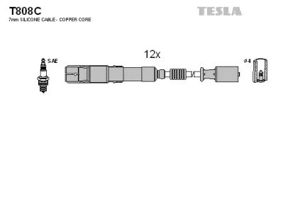 Провід високовольтні, комплект T808C TESLA
