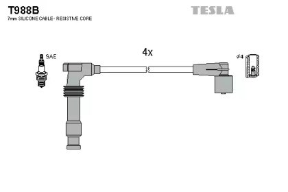Проводи високовольтні T988B TESLA