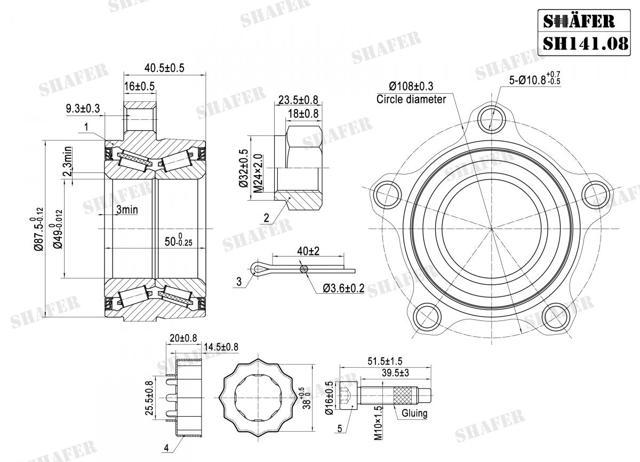 Підшипник ступиці передньої SH14108K SHAFER