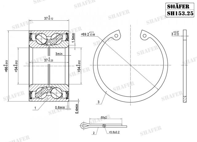 Комплект підшипник маточини передньої SH15325K SHAFER