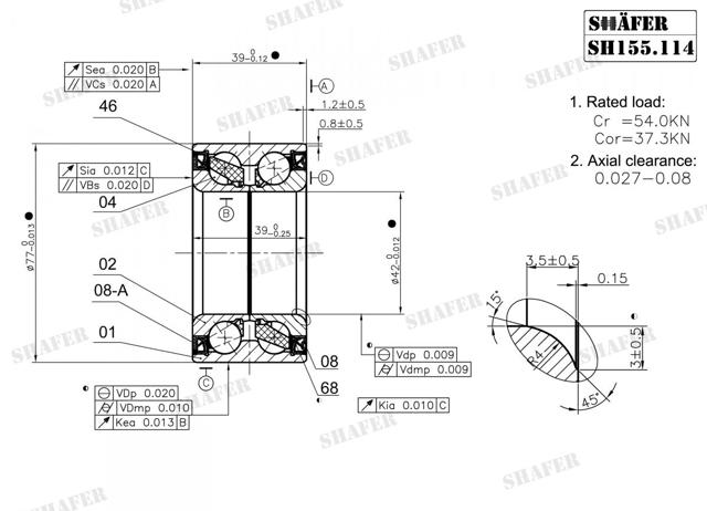 Підшипник ступиці задньої SH155114 SHAFER