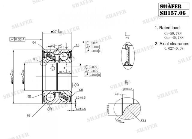 Підшипник маточини зовнішній, передньої/задньої SH15706 SHAFER