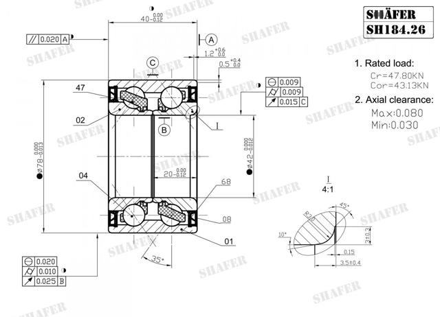 Підшипник ступиці передньої SH18426 SHAFER