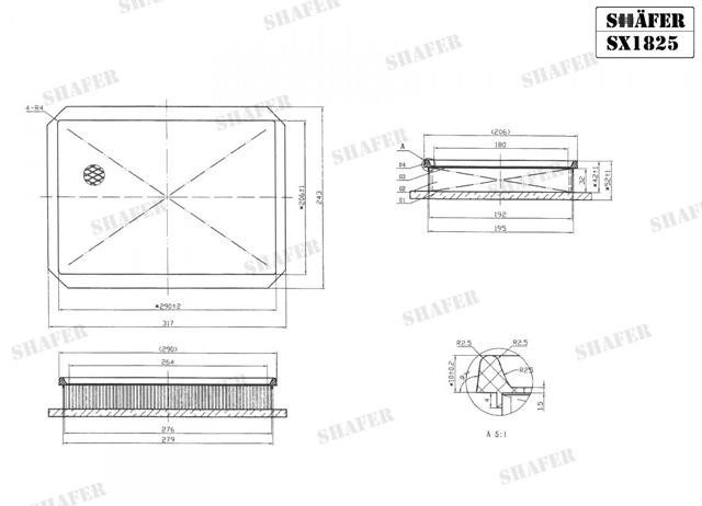 Елемент повітряного фільтра SX1825 SHAFER