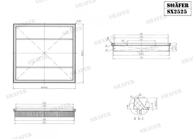 Повітряний фільтр двигуна SX2525 SHAFER