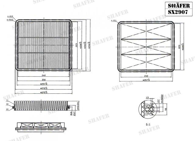 Елемент повітряного фільтра SX2907 SHAFER