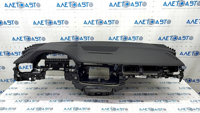Торпедо передняя панель с airbag audi q7 16-19 под проекцию, кожа черная, надломана 4M1857001AC24A