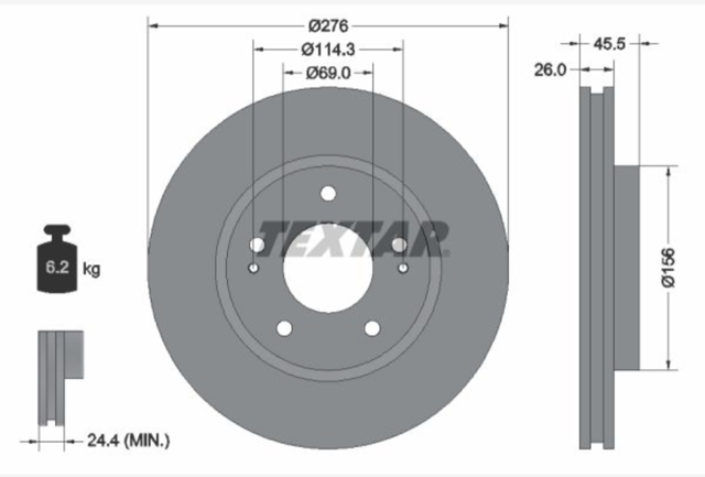 Диск переднього гальма 4615A054 MITSUBISHI