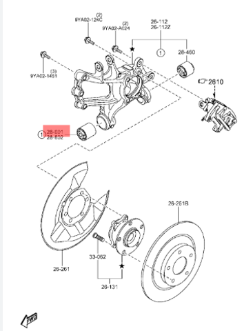 Сайлентблок заднього кулака GHP928602 MAZDA