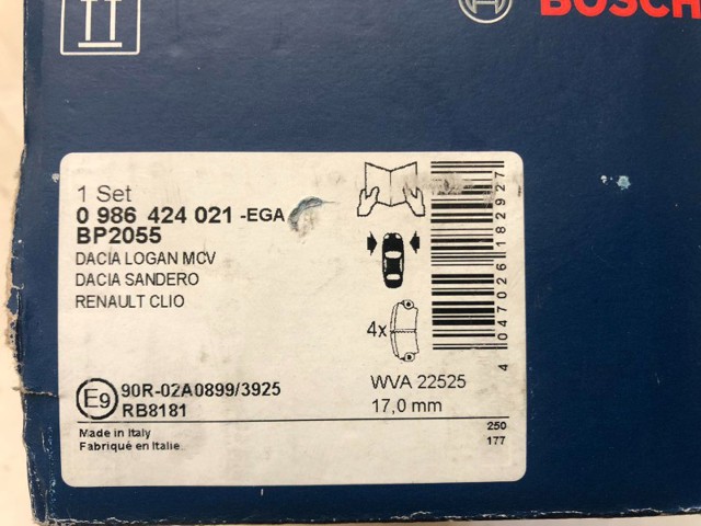 Передні гальмівні колодки 986424021 RENAULT