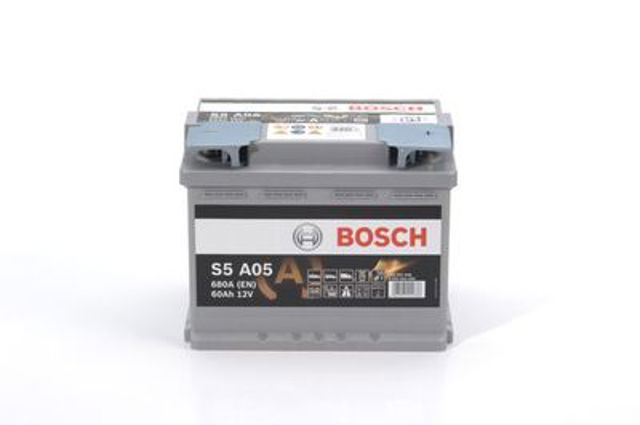 Аккумулятор, bosch s5 agm 60ah/680a (r+, 242x175x190) 0 092 S5A 050