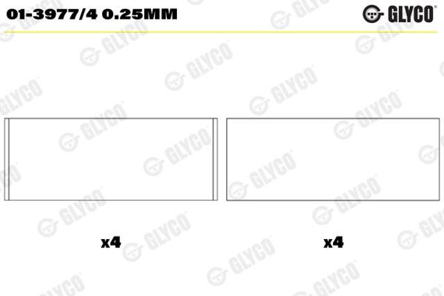 Вкладиші колінвала, шатунні, комплект, 1-й ремонт (+0,25) 0139774025MM GLYCO