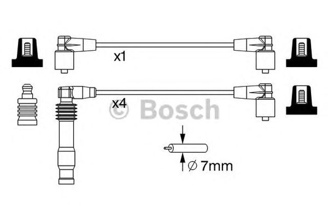 Bosch  opel к-кт, проводів запалювання vectra b 2,0 0 986 357 233