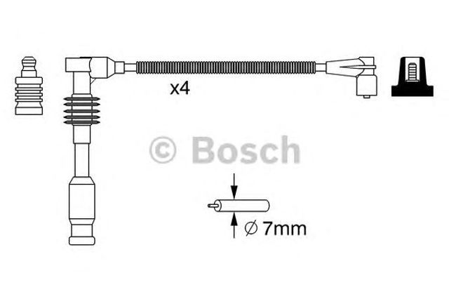 Bosch  opel к-кт, проводів запалювання vectra b 1,6 двигун,16xel 95- 0 986 357 234
