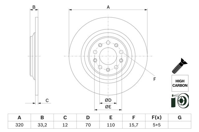 Задні дискові гальма 0986479G74 BOSCH