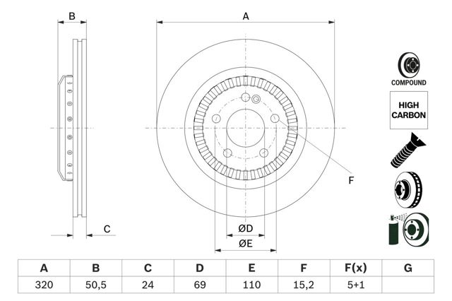 Дискові гальма 0986479H39 BOSCH