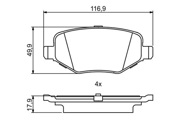 Комплект задніх колодок 0986495396 BOSCH