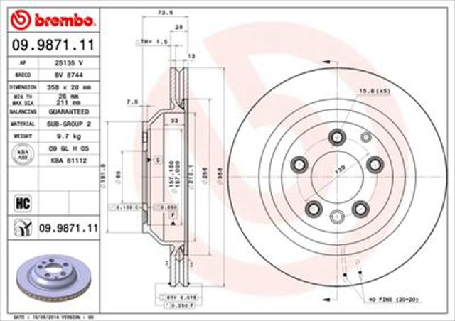 Дискові гальма 09987111 BREMBO
