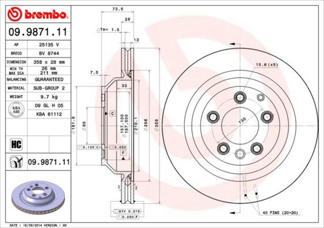 Задні дискові гальма 09987111 BREMBO