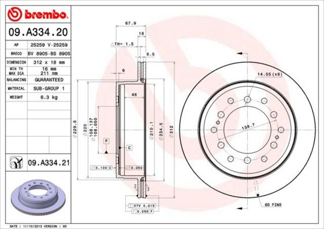Задні дискові гальма 09A33421 BREMBO