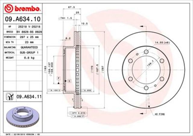 Гальмо дискове переднє 09A63410 BREMBO
