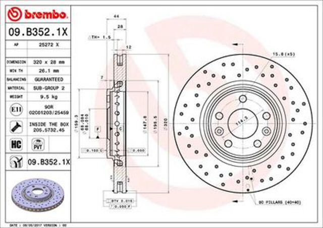 Adc1582v comline - диск гальмівний вентильований 09B3521X