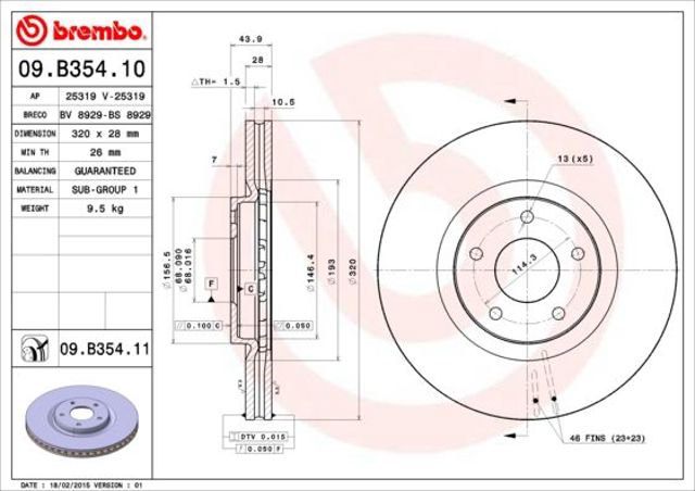 Гальмо дискове переднє 09B35410 BREMBO