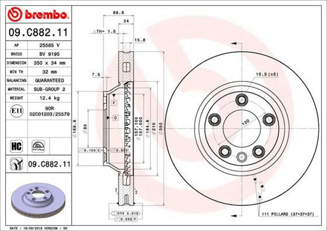 Ротор гальмівний 09C88211 BREMBO