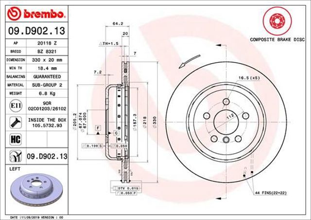 Дискові гальма 09D90213 BREMBO