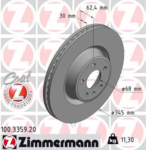 Диск переднього гальма 100335920 ZIMMERMANN