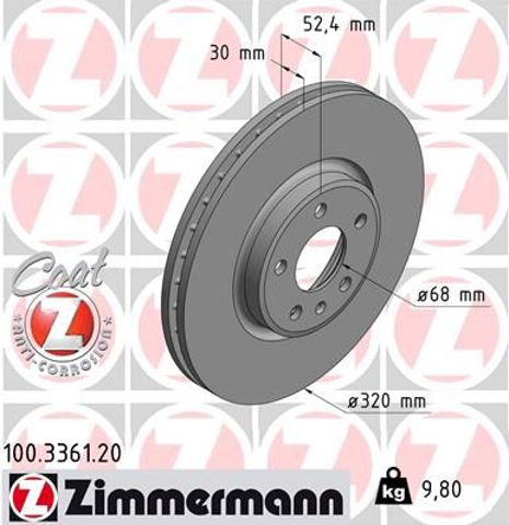 Диск гальмівний передній 100336120 ZIMMERMANN