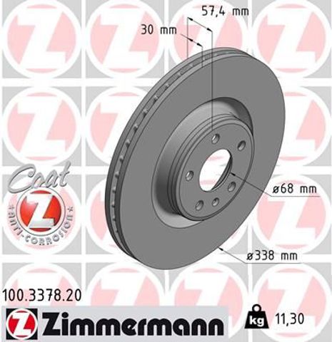 Диск переднього гальма 100337820 ZIMMERMANN