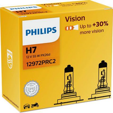 Лампа галогенная philips vision +30% h7 12v 55w ( 2 шт.) 12972PRC2