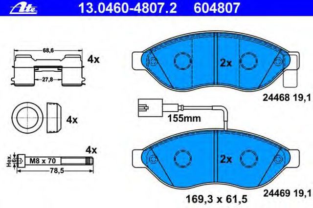 Колодки гальмівні передні, дискові Fiat Ducato 3