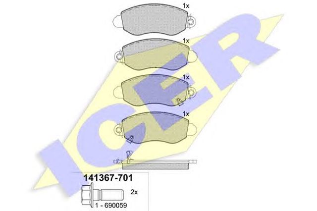 Передні гальмівні колодки 141367701 ICER