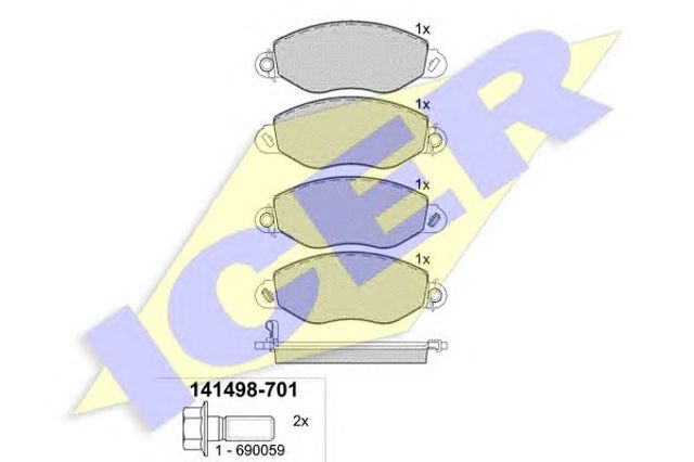 Колодки передні 141498701 ICER