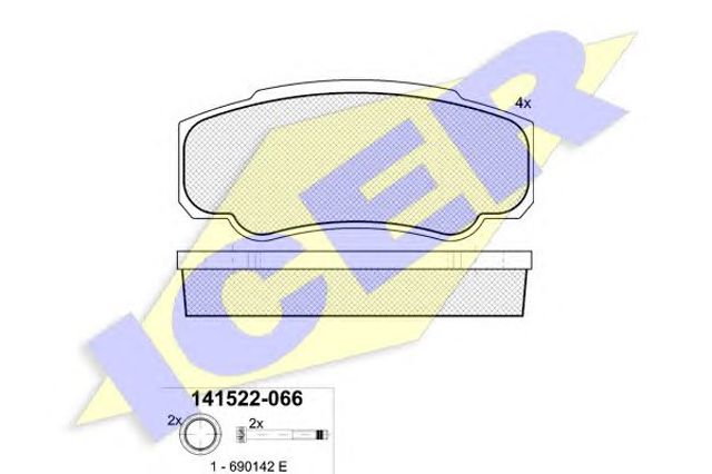 Колодки гальмівні задні, дискові 141524 ICER
