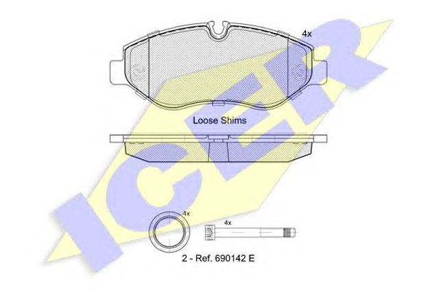 Колодки передні 141786 ICER