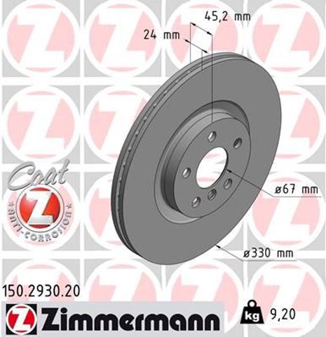Диск переднього гальма 150293020 ZIMMERMANN