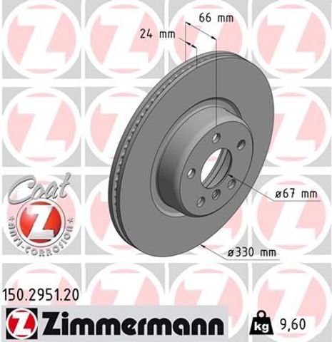 Диск переднього гальма 150295120 ZIMMERMANN